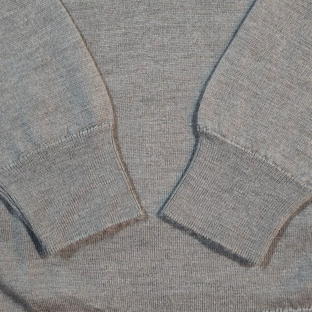 Marks & Spencer Mens Taupe Gray Merino Wool Extra Fine Collared Henley Sweater L — image 5 of 8
